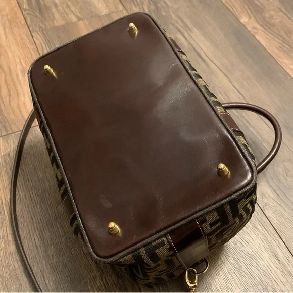 ❌SOLD❌ Vintage Fendi Zucca Brown Monogram Canvas Convertible Boston Bag - Picture 7 of 14